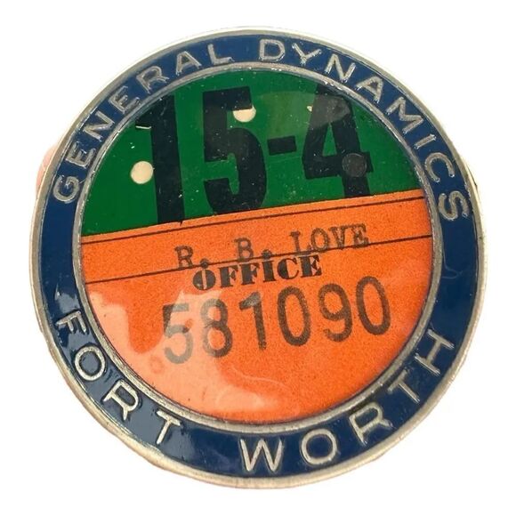 Fort Worth General Dynamics Employee Badge, Whitehead Hoag Badge